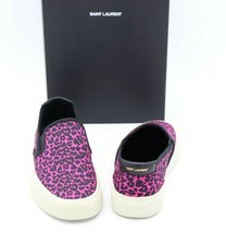 Saint Laurent Venice Pink Black Leopard Print Low-Top Slip-On Sneakers 6.5 36.5 - $295.00