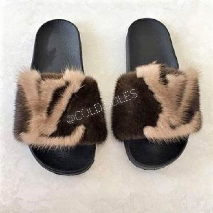 LV Mink Fur Slides - Slippers