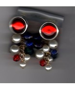Pierced ears Multi-color Pearl Dangles - $4.00
