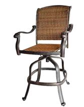 Outdoor bar stools Santa Clara wicker swivel set of 4 cast aluminum patio. image 2