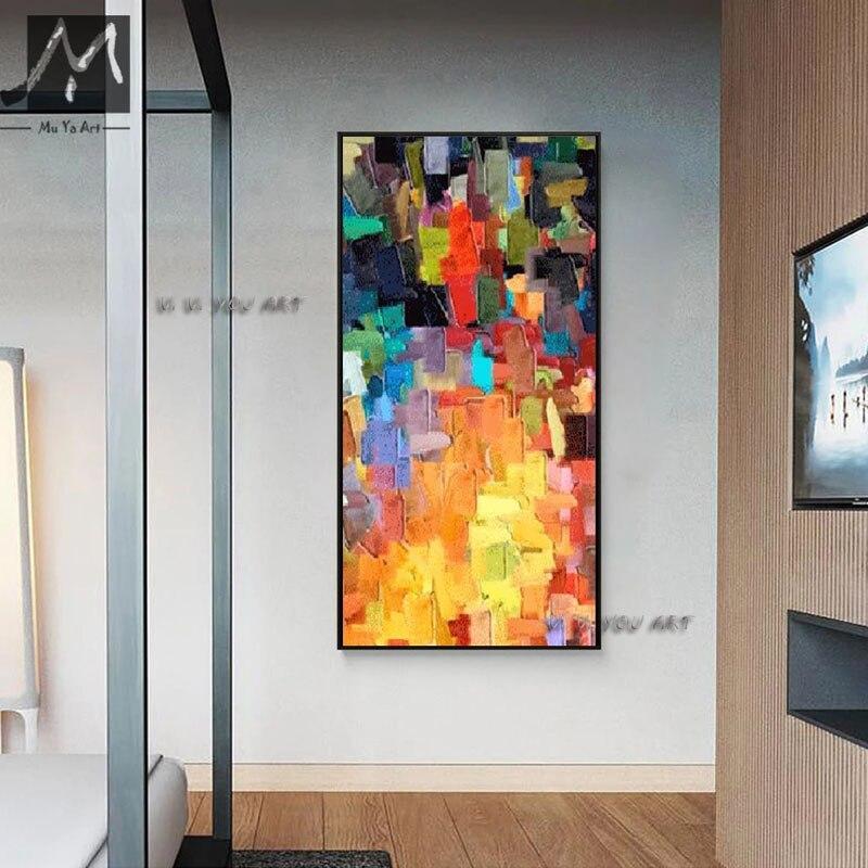100% Handmade Colorful Abstract Modern Minimalist Decorative Oil Paintings Large