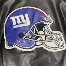New York Giants NFL Men's Full Zip Leather Coat Bomber Jacket Large Helmet Patch - $56.06