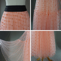 Layered Tulle Midi Skirt High Waisted Polka Dot Midi Tulle Skirt Plus Size image 14