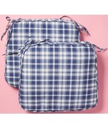 2 Thick Cushion Chair Pads w/ties (14"x17") BLUE & WHITE WINDOWPANE, Shabby Chik - $24.74