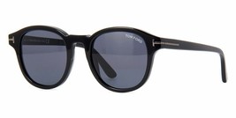 Brand New Tom Ford Jameson TF752-N 01A Round Black Authentic Sunglasses 52-21 - $341.28