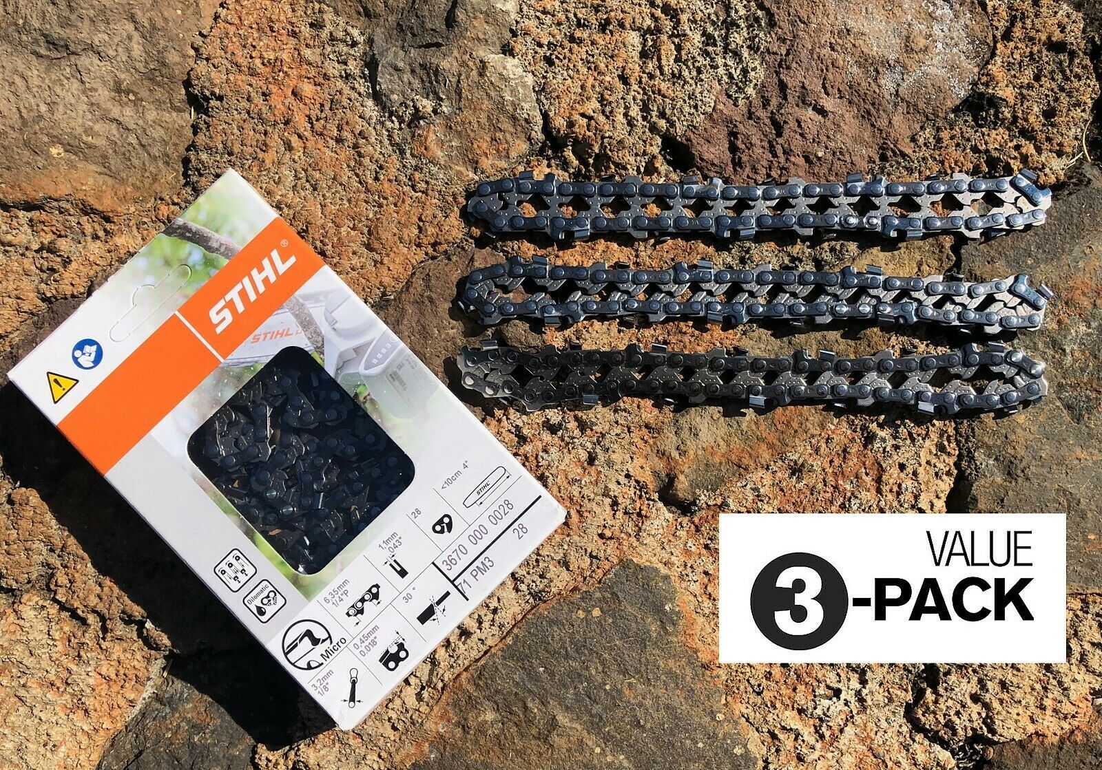 STIHL GTA 26 Chainsaw Spare Chain s 3 Pack 3670 000 0028 71 PM3 28 stihl-gta-26-chainsaw-spare-chain-s-3-pack-3670-000-0028-71-pm3-28