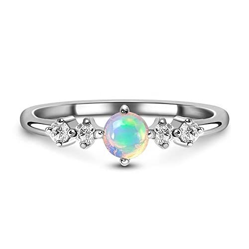 Elegant Touch Sterling Silver Moonstone Ring, Created Rainbow Moonstone 14K Whit