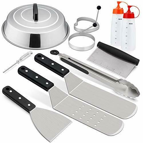 Griddle Accessories Set Stainless Steel Tools Kit of 10 For Flat Top BBQ Cooking