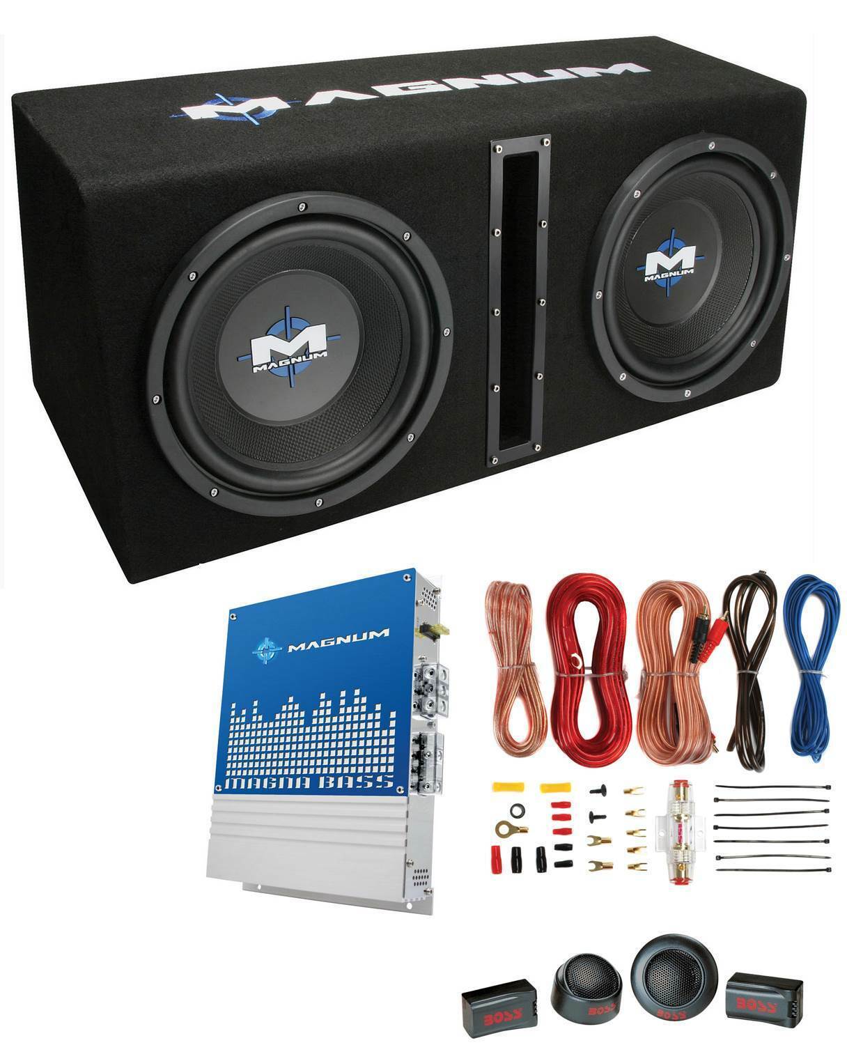 Mtx Magnum 10 400W Rms Dual Car Loaded Subwoofer Sub Woofer+Box+Amp Kit Package