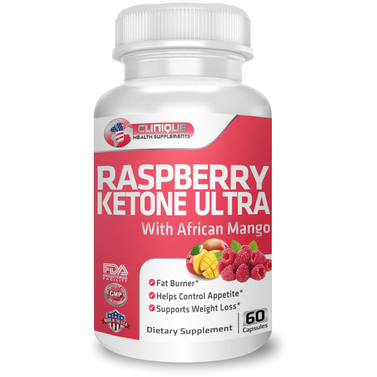 1Clinique’s Raspberry Ketone Ultra 60 Capsules Made In USA Weight