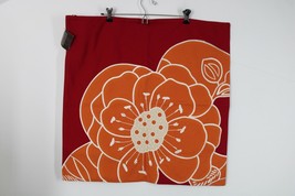 NWT Pottery Barn 24&quot; Square Red Orange Floral Embroidery Rosa Pillow Cas... - $30.40