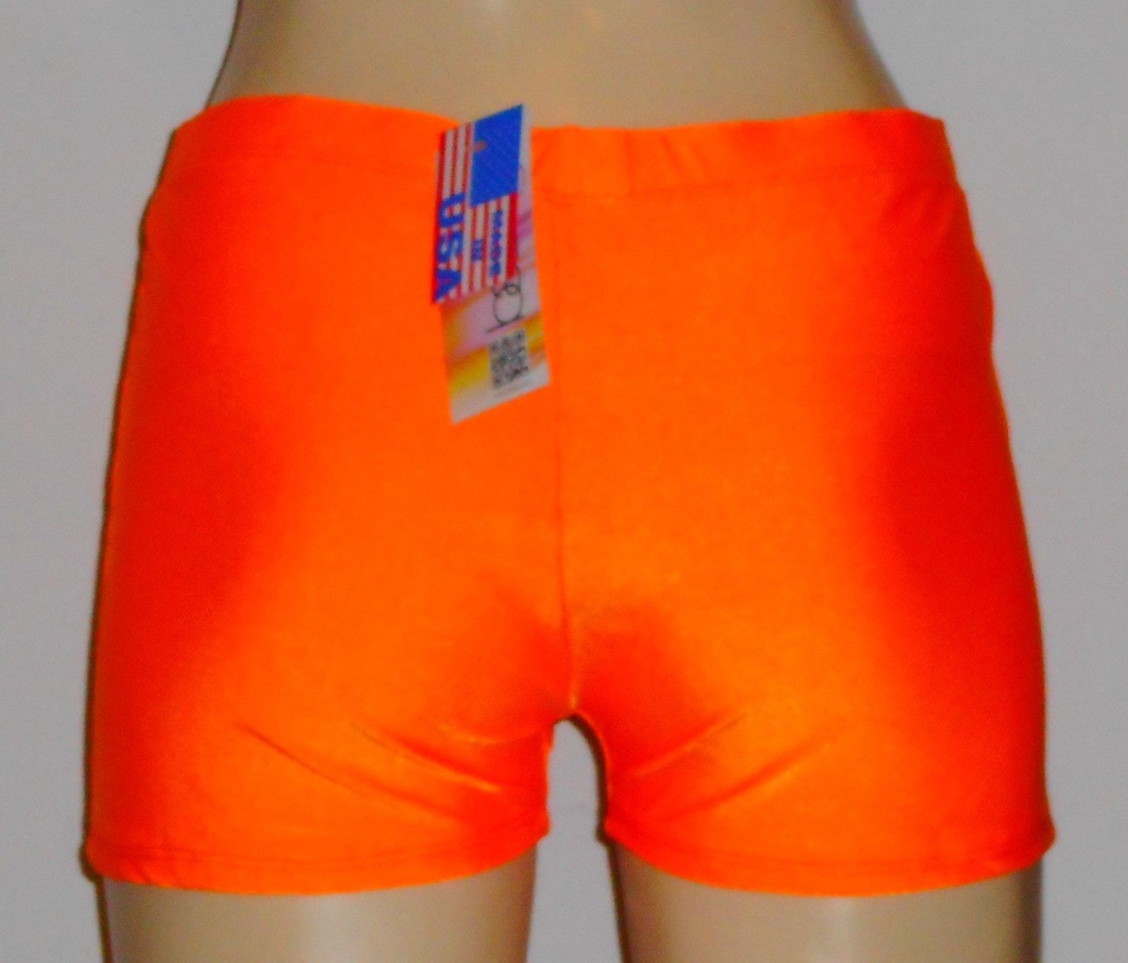 Orange Nylon Spandex Hotpants Short Shorts Adult XL NWT Dancewear