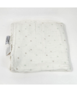 ADEN AND ANAIS SWADDLE MUSLIN COTTON BABY SECURITY BLANKET WHITE TAN GREEN STARS - $36.10
