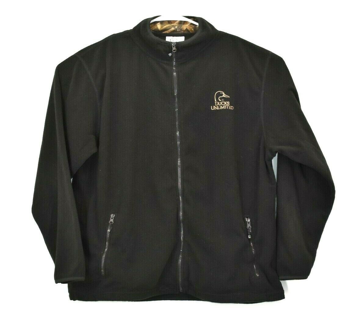 Ducks Unlimited Men's XL Full Zip Long Sleeve Black Fleece Jacket Outerwear