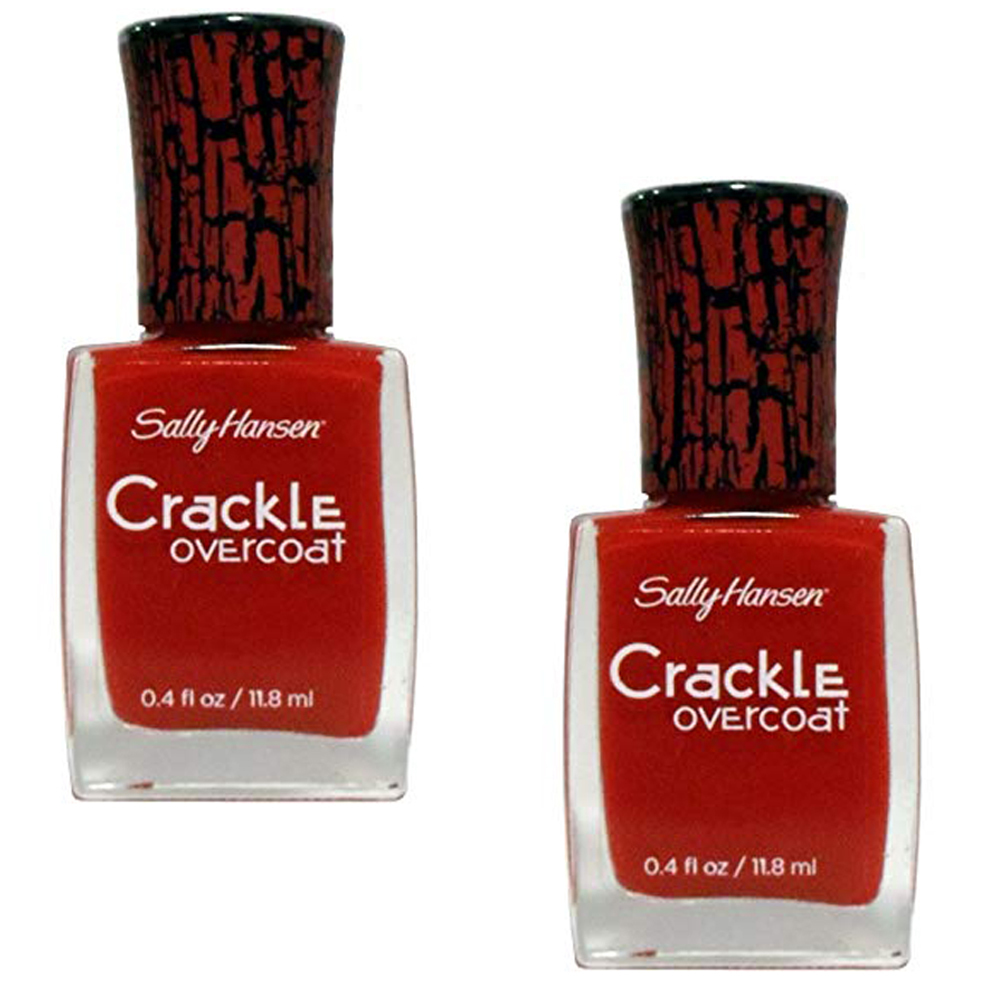 (2 Pack)Sally Hansen Crackle Overcoat Nail Polish, Cherry Smash, 0.4 Fluid Ounce