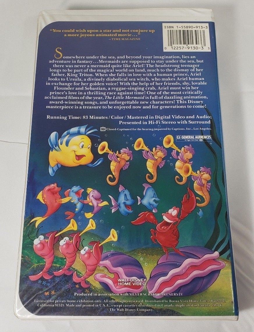 The Little Mermaid - Disney Black Diamond Classic Banned Cover Art (VHS ...