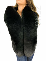 Fox Fur Boa 70' (180cm) Saga Furs Jet Black Fur Stole Big And Royal Collar Scarf image 4