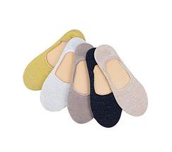 Ladies Cute Cotton Boat Socks No Show Socks Antiskid Socks 5 pairs B