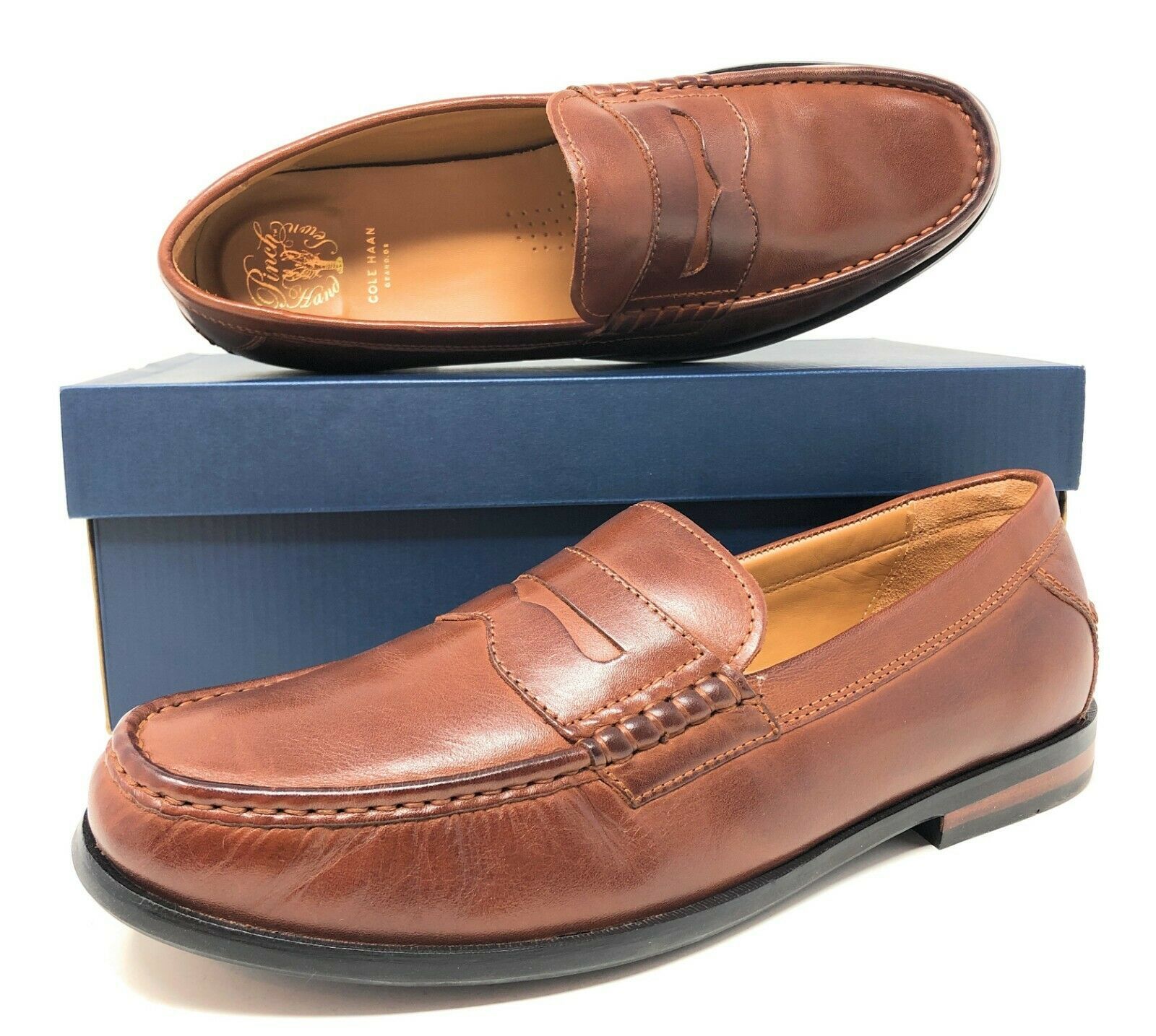 NEW Cole Haan Pinch Friday Mens Penny Loafers Woodbury Brown Slip-On C23845 