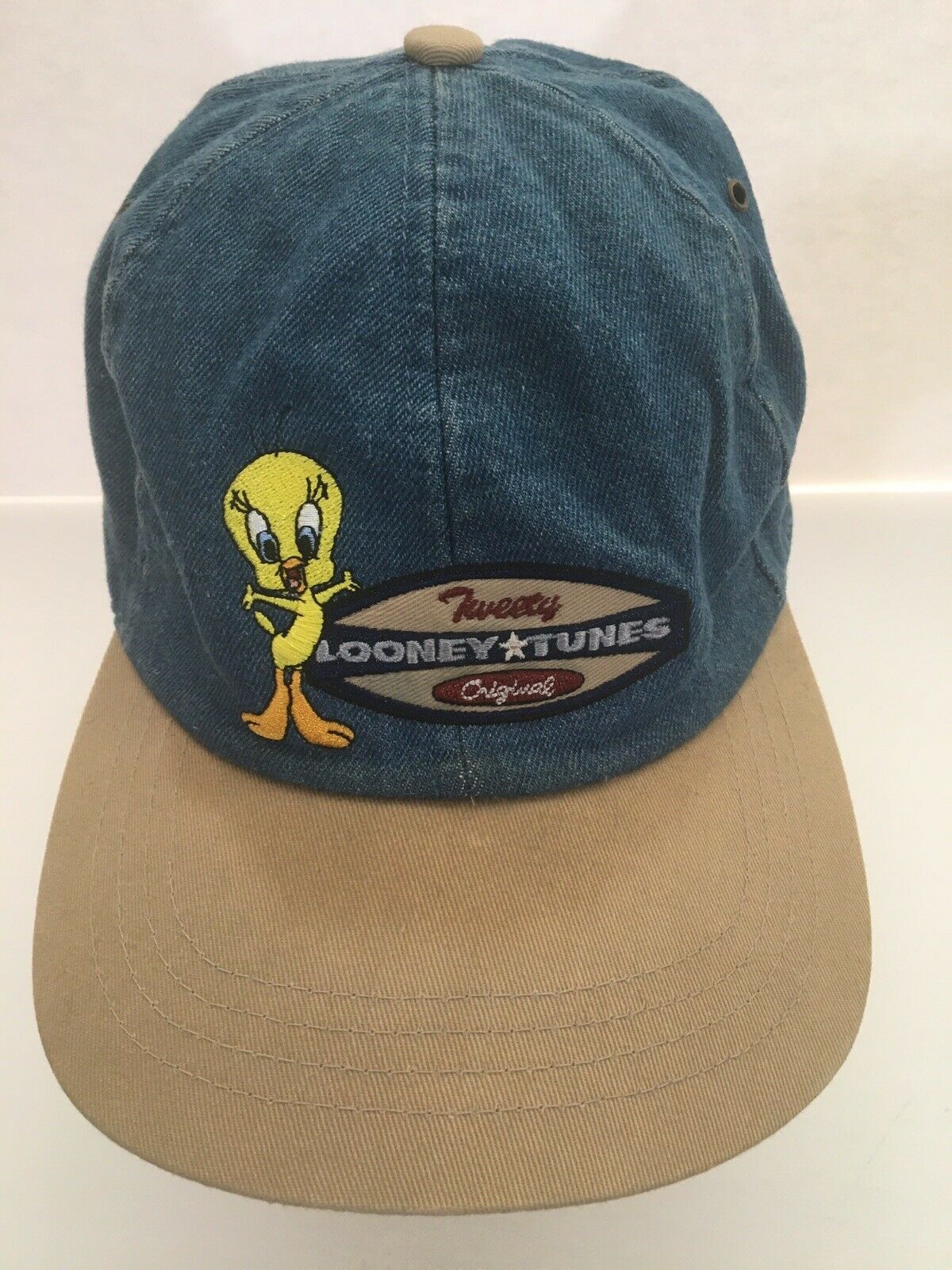 Warner Brothers Tweety Bird Original 1999 Looney Tunes Blue Denim Cap ...