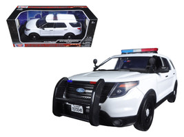 2015 Ford PI Utility Interceptor Police Car with Light Bar Plain White 1/18 Diec - $77.59