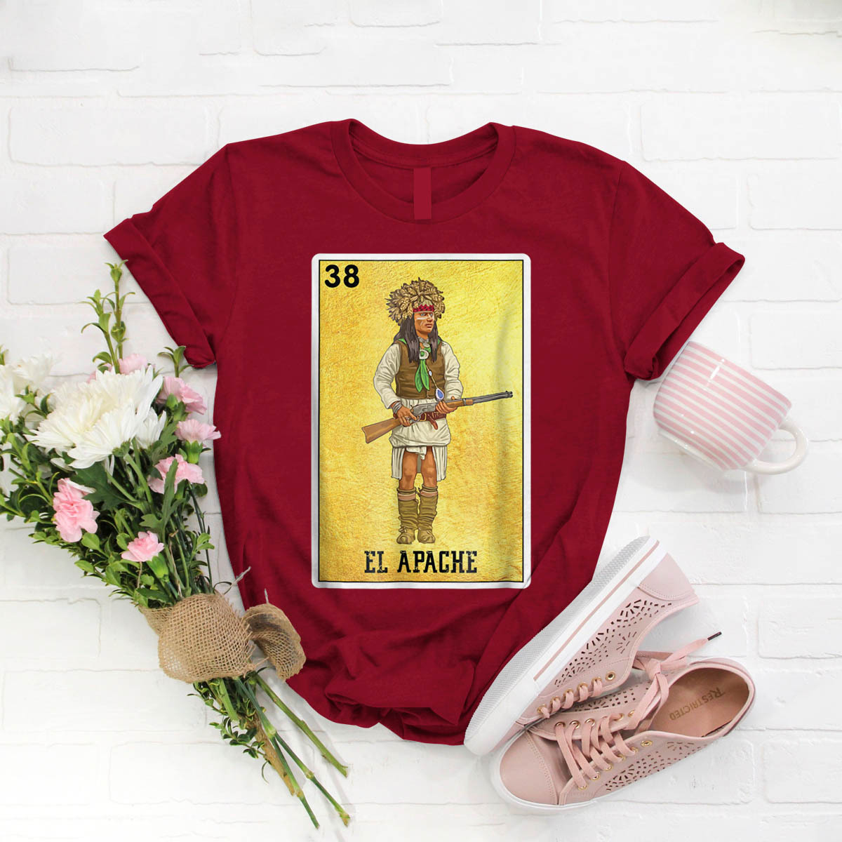 El Apache Indian Warrior Loteria Native Americans T-Shirt Birthday