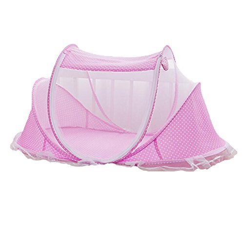Foldable Insect Netting Cribs Mosquito Net Baby Yurts-Pink