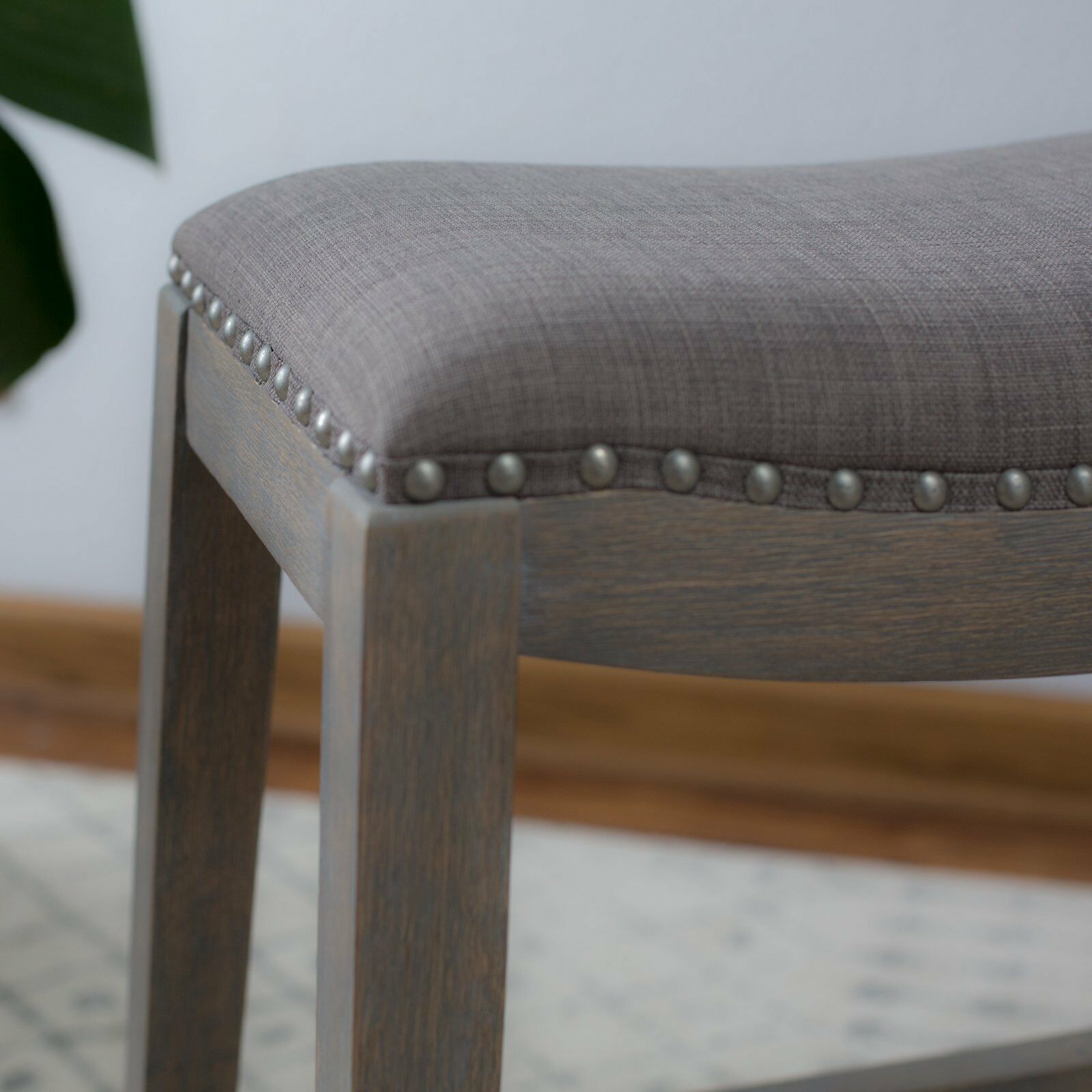 Modern Farmhouse Gray Wash Backless Counter Stool Saddle Stool 26" Seat