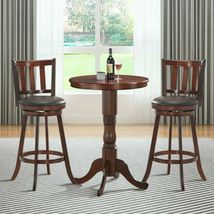 Set of 2 Wood Swivel Counter Height Dining Pub Bar Stools with PVC Cushioned Sea image 11