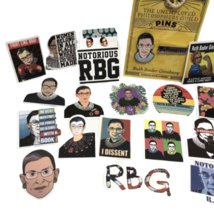 31pc Notorious RBG Dissent Collar Ruth Bader Ginsburg Necklace Pearl Sticker Lot image 2