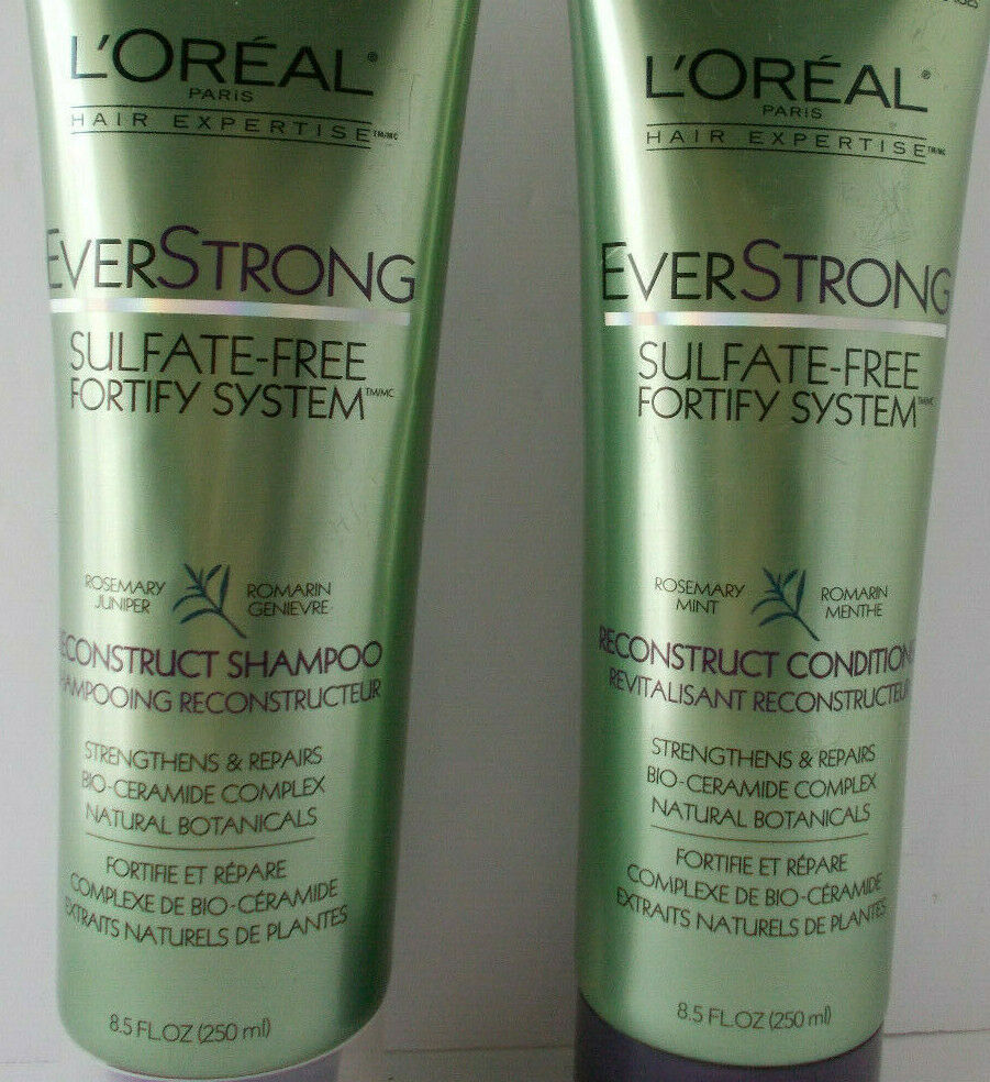 Lot 2 L'Oreal Everstrong Rosemary Mint Shampoo & Conditioner Sulfate