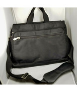 Travelon Large Heavy Duty Canvas Laptop Messenger Bag Black Shoulder Strap - $38.04