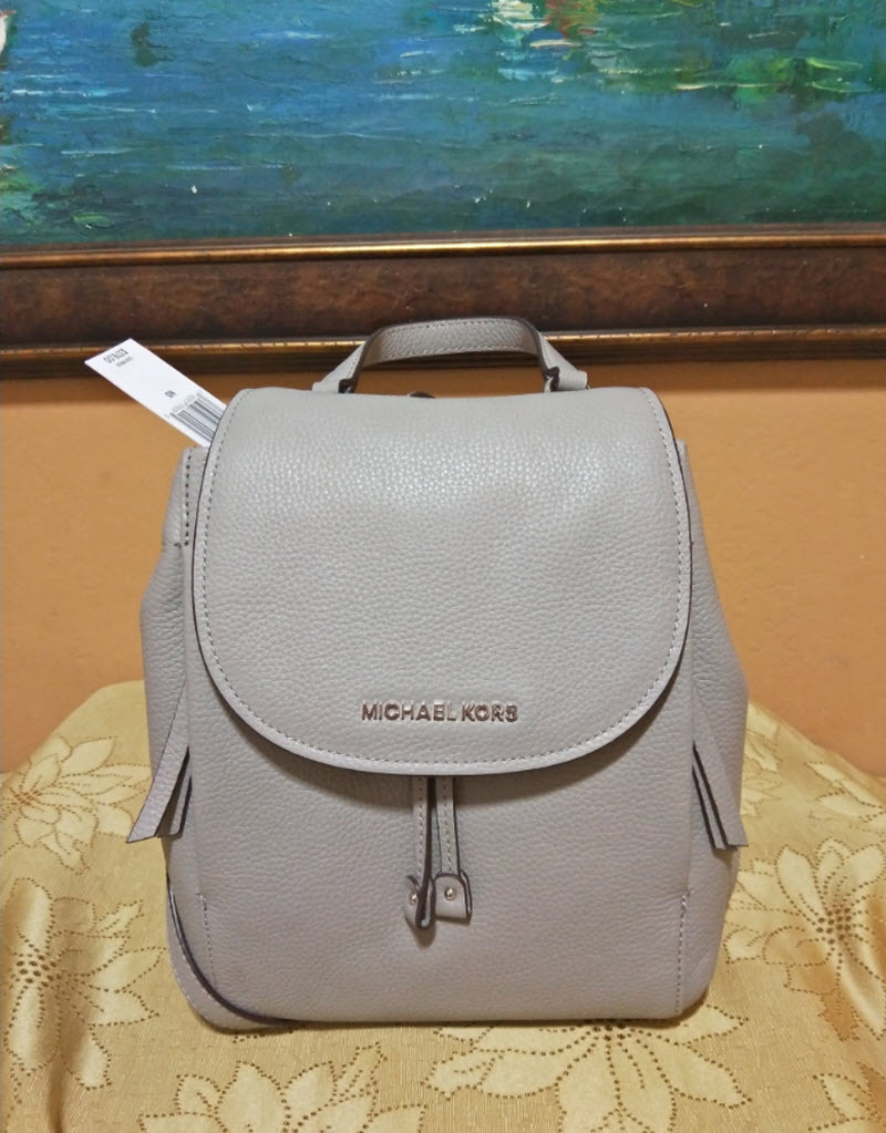Michael Kors Riley medium Leather Backpack bookpack handbag gray NWT