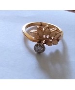 14K YELLOW GOLD DIAMOND SOLITAIRE ROUND LEAF RING, SIZE 5, 0.14(TCW), 2.... - $239.99