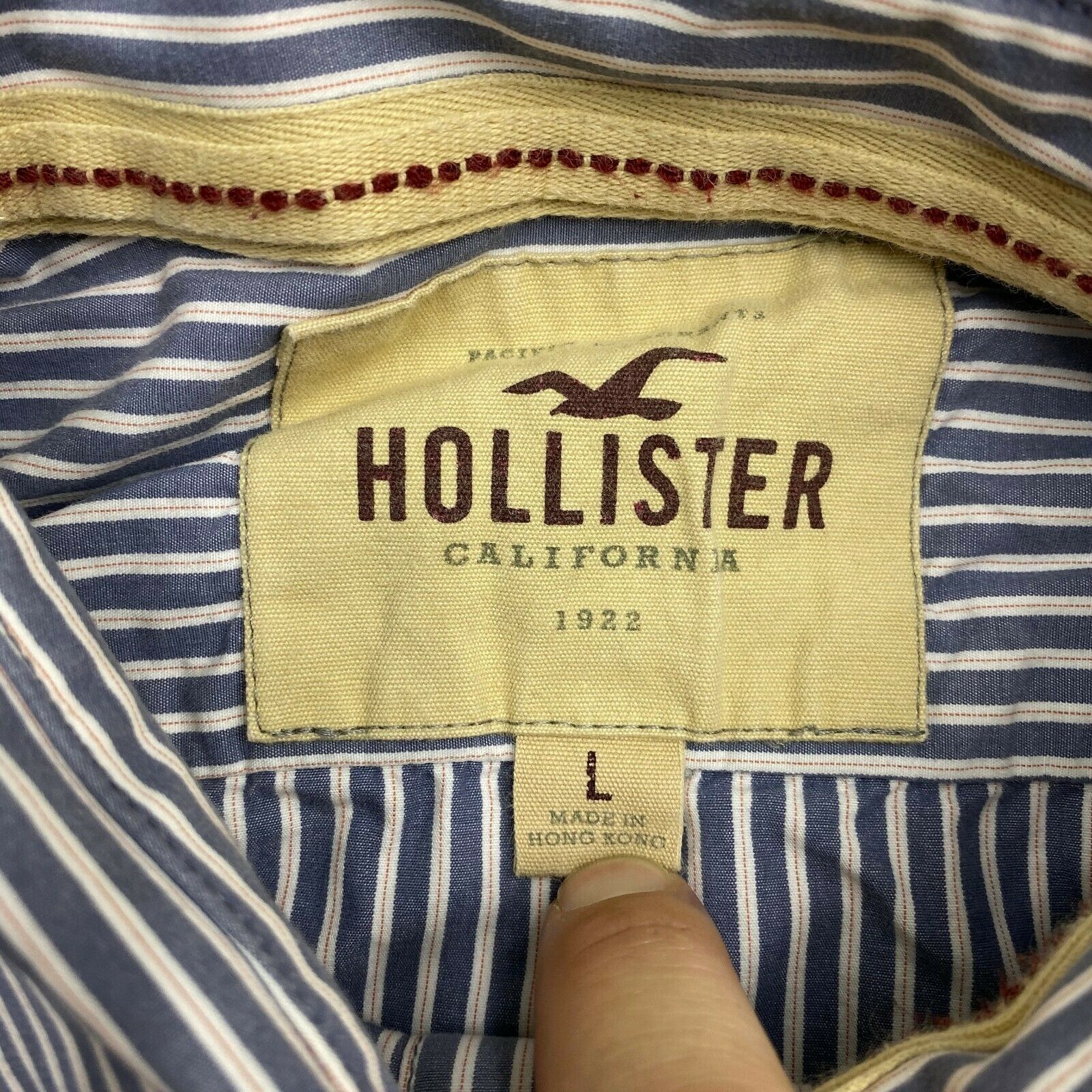 Hollister Button Up Shirt Mens Large Multicolor Stripe Long Sleeve ...