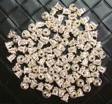 100 Earring backs bullet clutches strong basic no tip Silver plated FPE100B - $3.91