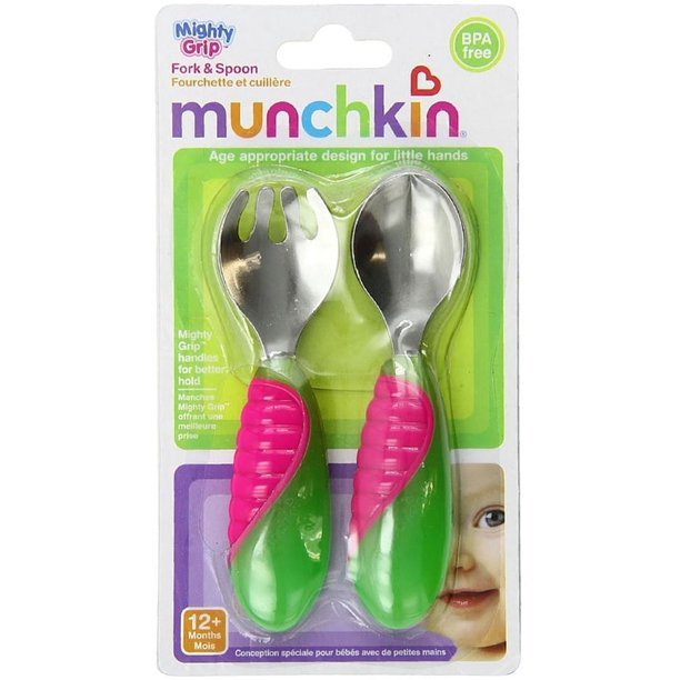 Munchkin Mighty Grip Fork Spoon Green Pink And 50 Similar Items