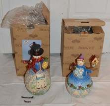 Jim Shore Snowman &amp; Snowwoman Figurines w/ boxes ~ Welcome Winter&#39;s Wond... - $112.19