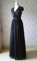BLACK Long Maxi Tulle Skirt High Waisted Black Tulle Skirt Plus Size Black Skirt image 9