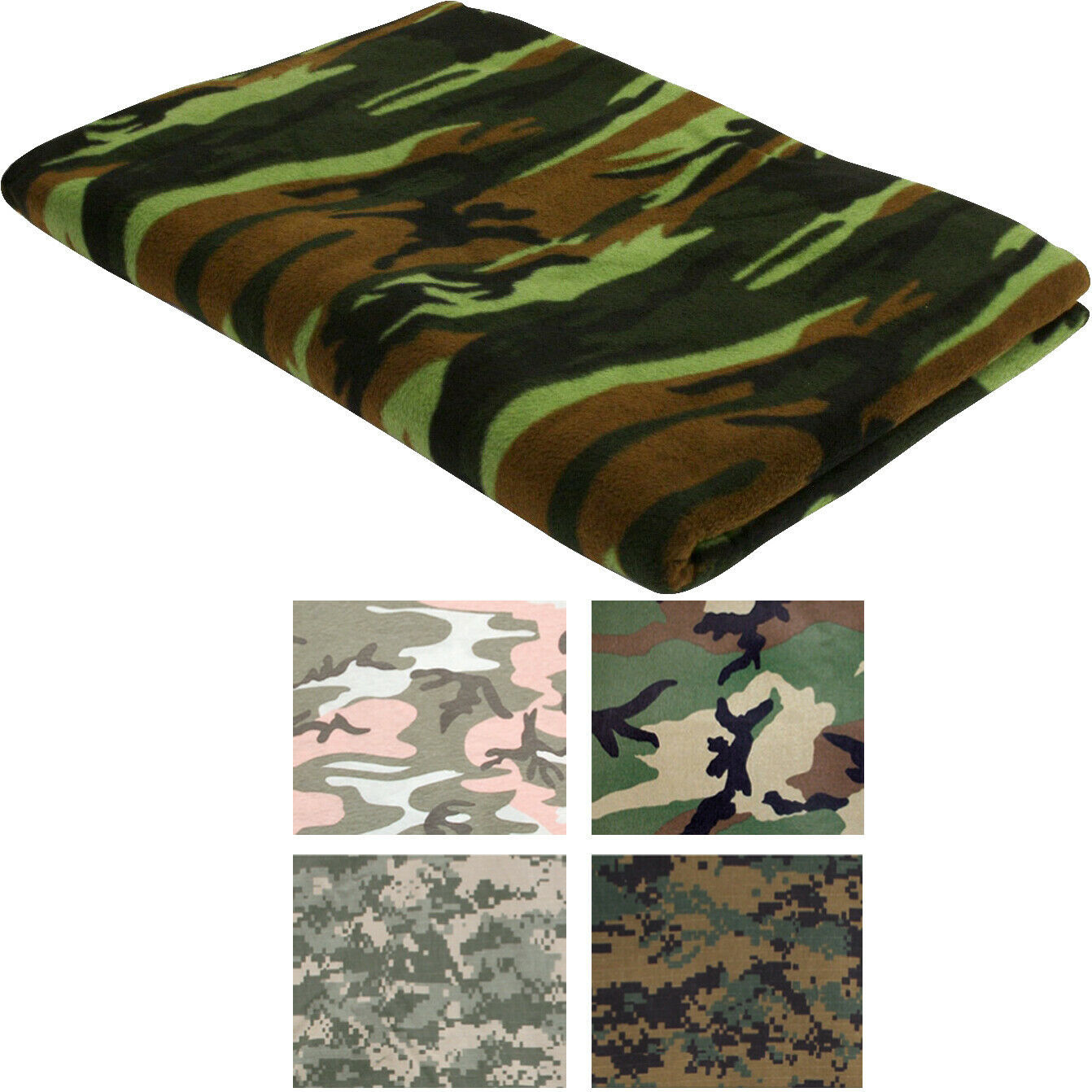 Polar Fleece Camo Throw Blanket 60" x 80" Thick Warm Military