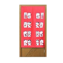 PANDA SUPERSTORE Cute Lucky Cat Privacy Hanging Half Curtain Valance for Door Ha