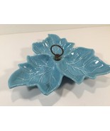 Vintage California Pottery Relish Candy Dish Turquoise With Handle Chip ... - $14.99