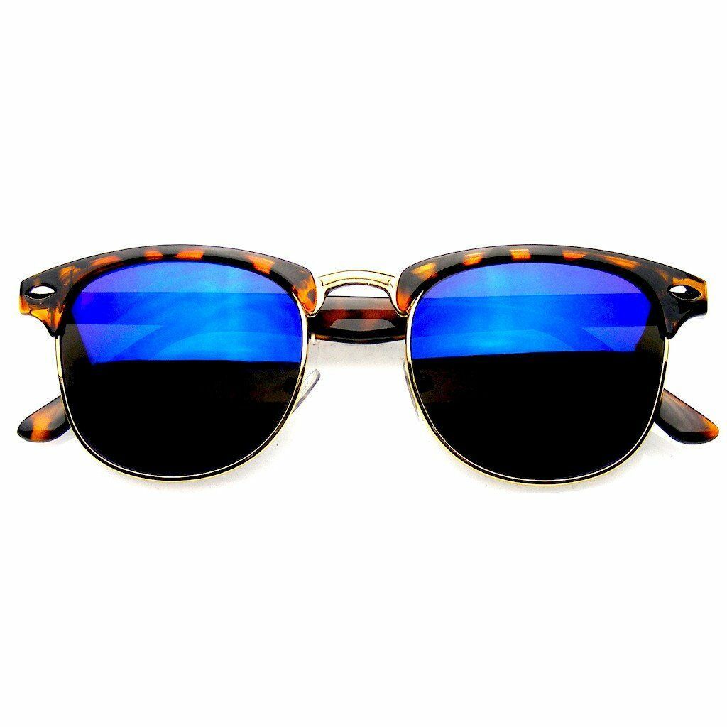 Premium Half Frame Horn Rimmed Sunglasses Metal Rivets Sun Glasses Eyewear
