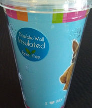 DOG LOVERS CUP Chihuahua Double Wall Insulated with Straw Blue Plastic NEW image 4