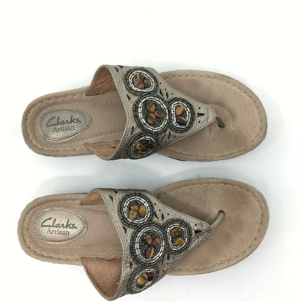 clarks beaded flip flops