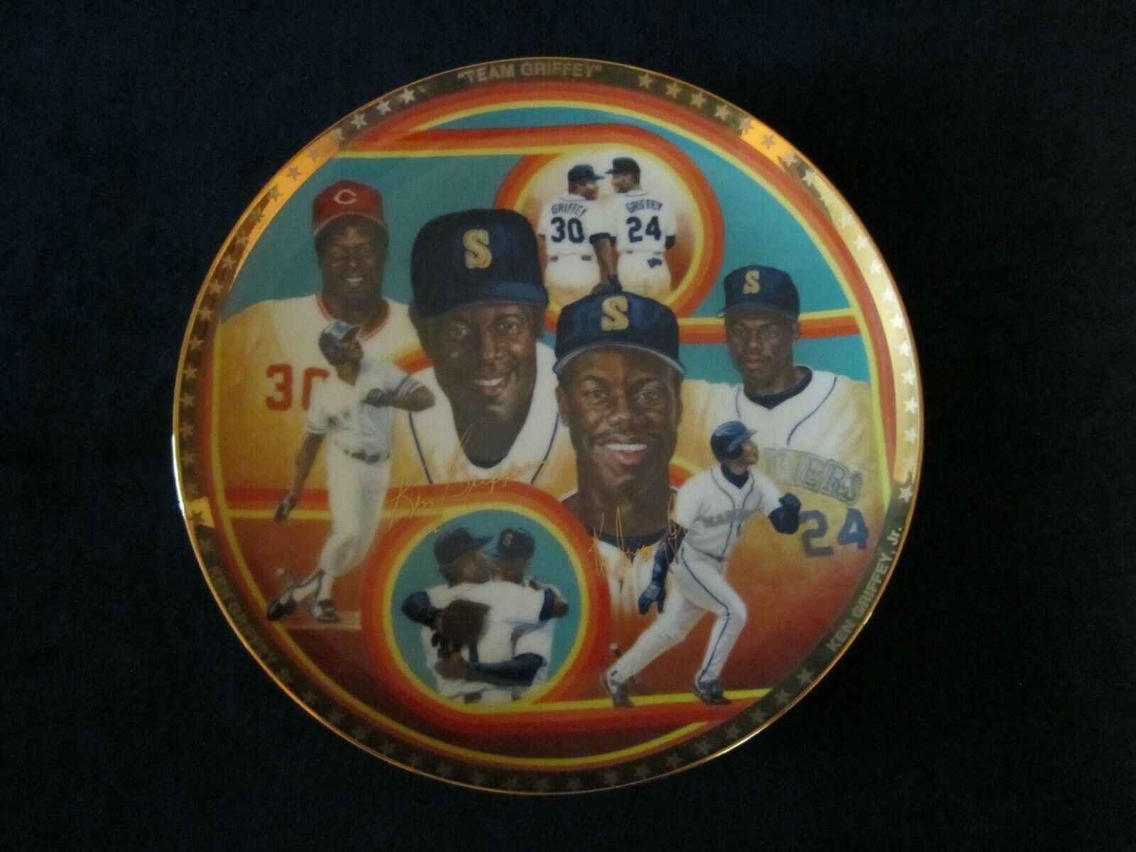 KEN GRIFFEY JR & SR collector plate TEAM GRIFFEY Ron Lewis RARE