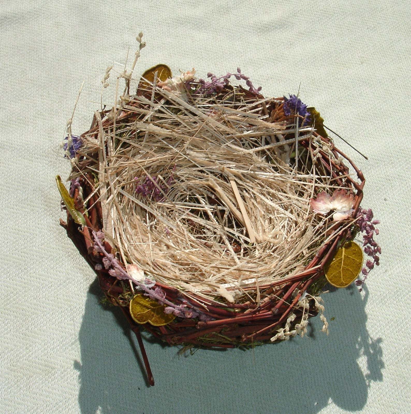 Small Twig Bird Nest with Dried Flowers Floral Craft Supply Other