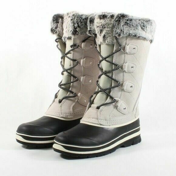 Khombu Women Winter Duck Boots Emily Grey Leather Insulated - Boots