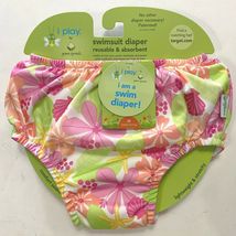 i play by green sprouts Girls 3T Pull-up Reusable Swim Diaper White Shell Floral image 5