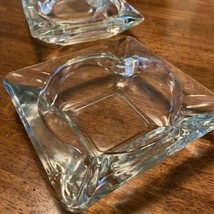 Set of 2 VTG 70sClear Glass Square 6” Ashtray 4 Slot Anchor Hocking PLEASE READ - $14.85